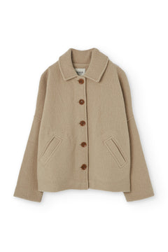 Merino Wool Short Coat in Beige