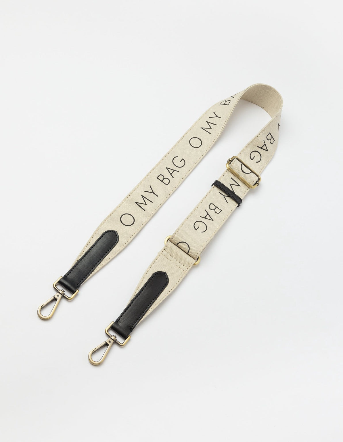 Canvas Logo Strap White & Black Classic Leather