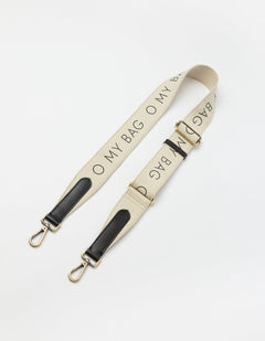 Canvas Logo Strap White & Black Classic Leather