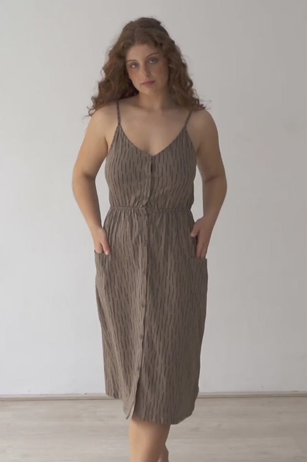 Hiara Midi Dress Brown Bark