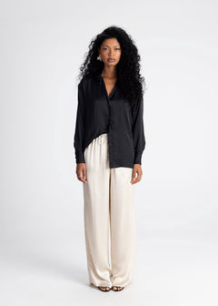 Midnight Satin Shirt Black