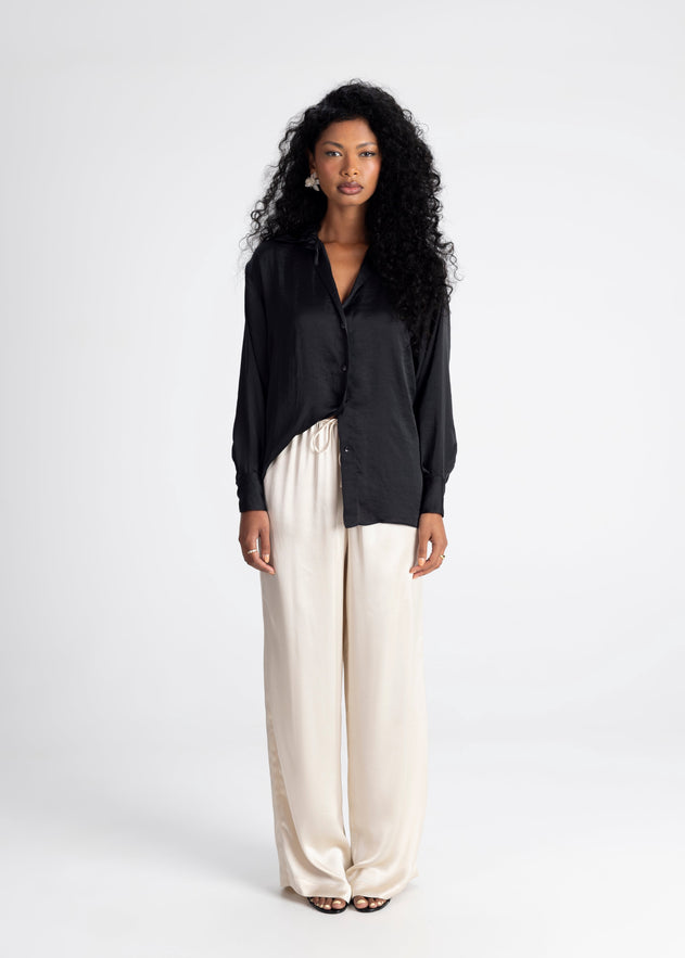 Midnight Satin Shirt Black