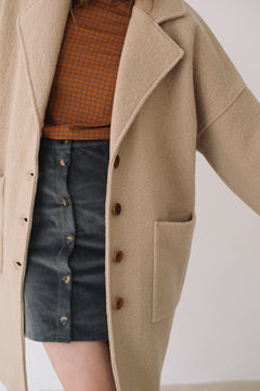 Merino Wool Long Coat in Beige