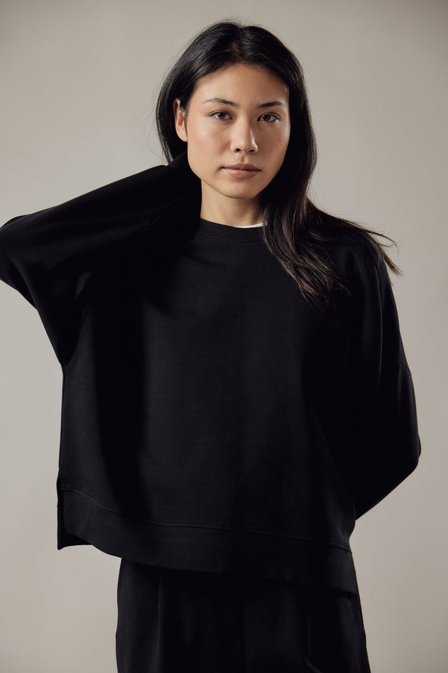 Loose Fit Crewneck Interlock Sweatshirt