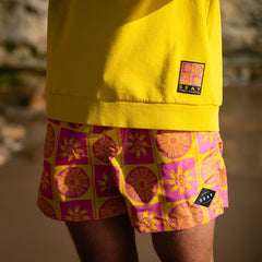 Swim Shorts Short Pink Yellow Symbols