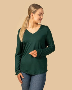 Aava Long Sleeve Top Dark Green