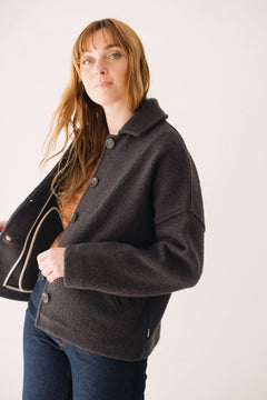 Merino Wool Short Coat in Grey