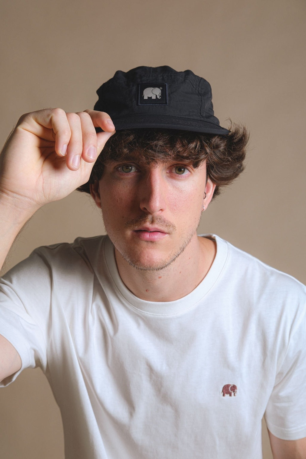 Water Repellent Nylon Five Panel Cap Black