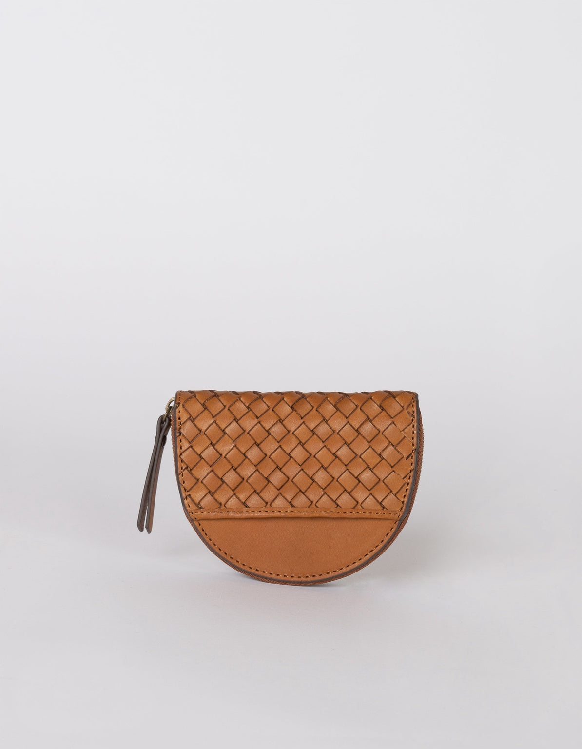 Laura Coin Purse Cognac Woven Classic Leather