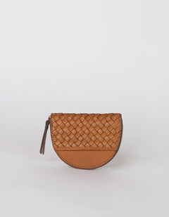 Laura Coin Purse Cognac Woven Classic Leather