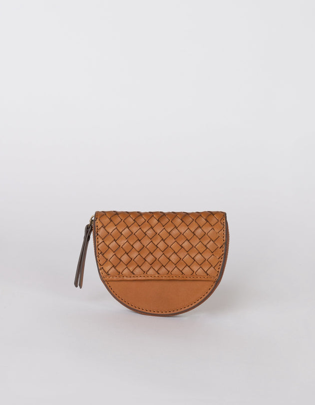 Laura Coin Purse Cognac Woven Classic Leather