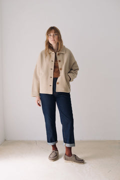 Merino Wool Short Coat in Beige