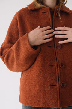 Merino Wool Short Coat in Red
