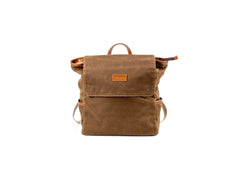 Waxed Cotton Square Backpack Brown