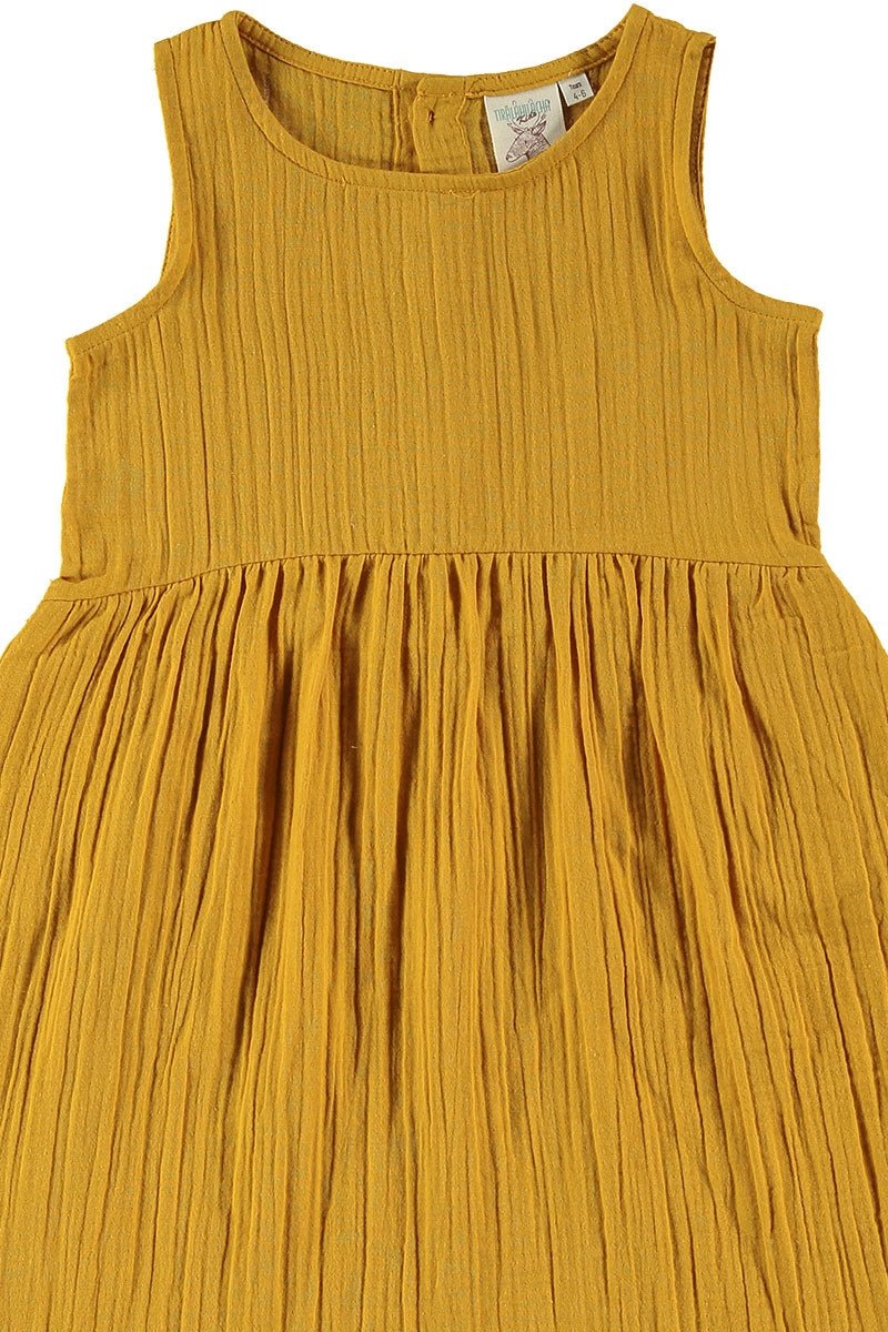 Kids' Reversible Muslin Dress Mustard