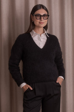 V-Neck Alpaca Blend Sweater Black