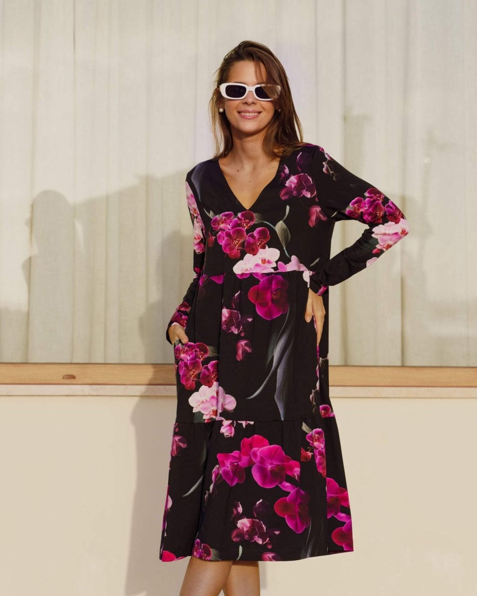 Amélie Layered Dress Black Orchid - IVALO.COM