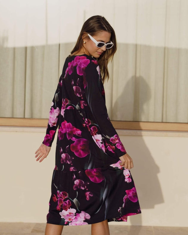 Amélie Layered Dress Black Orchid - IVALO.COM