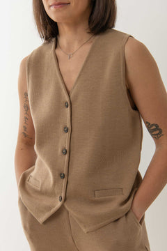 Galante Knitted Merino Waistcoat Beige