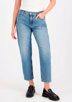 Amy Cropped Barrel Leg Jeans Blue