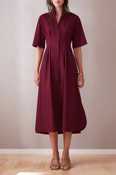 Asa Shirt Dress Wine Red Midi - Studio Heijne