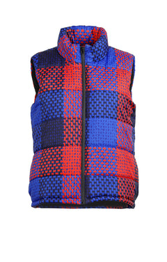 Aspen Puffer Vest Checked Blue