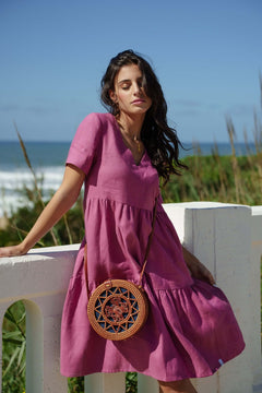 Linen Layer Dress Mulberry