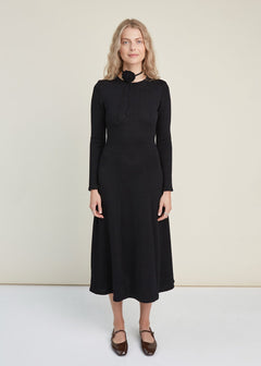 Knitted Merino Wool A-line Midi Dress