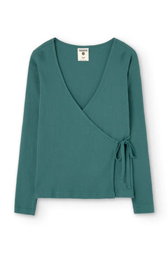 Gina Long Sleeved Crossover Top Sky Blue