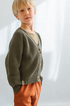Kid's Giova Short Cardigan Green