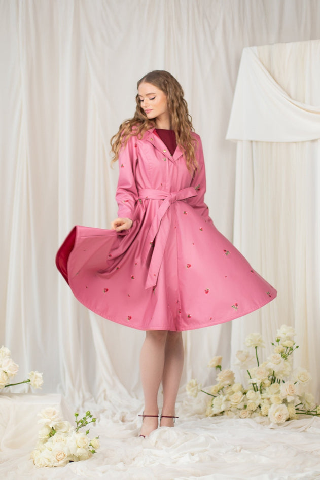 Fit and Flare Raincoat with Full Circle Hem Raspberry Sorbet