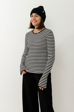 Brera Ribbed Long-Sleeve Top Black Stripes
