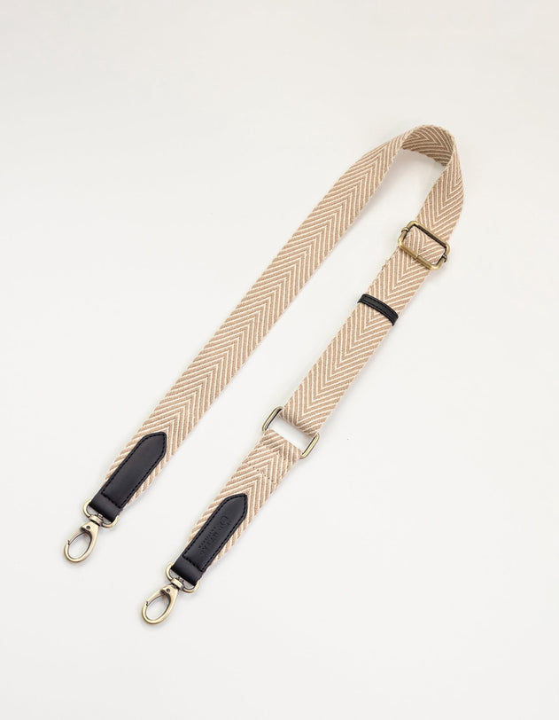 Herringbone Webbing Strap Sand & Black Vegan Uppeal™