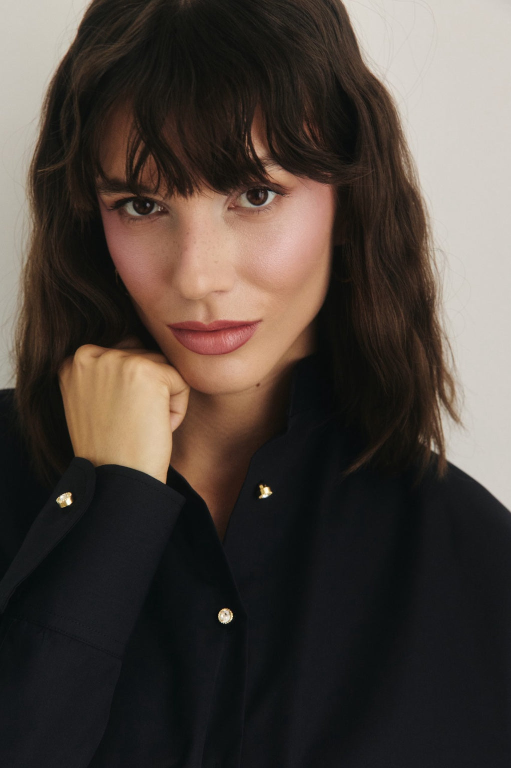 Stand up collar shirt black