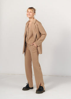 Galante Knitted Merino Waistcoat Beige
