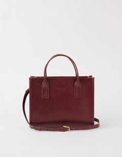 Jackie Midi Bag with Leather Strap Classic Leather Dark Cherry