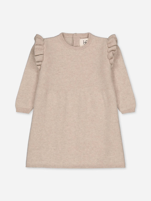 Baby's Ruffled Cashmere Dress Beige