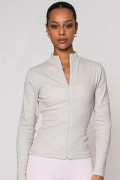 Invisible Zip Jacket Melange Grey