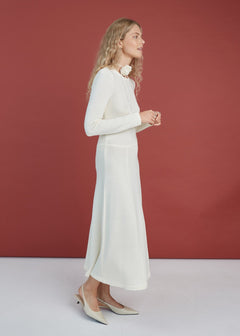 Knitted Merino Wool A-line Midi Dress