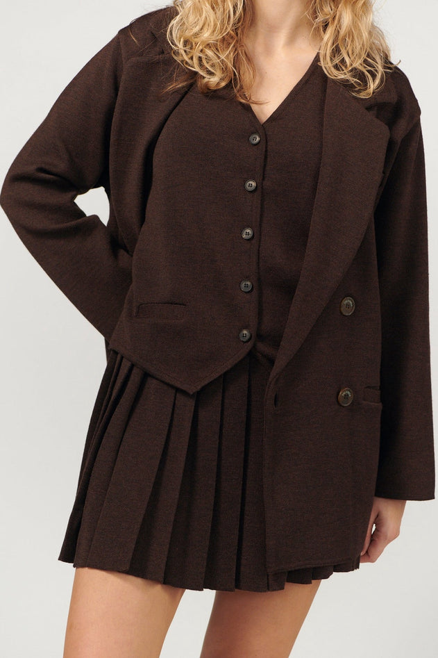 Galante Knitted Merino Waistcoat Chocolate