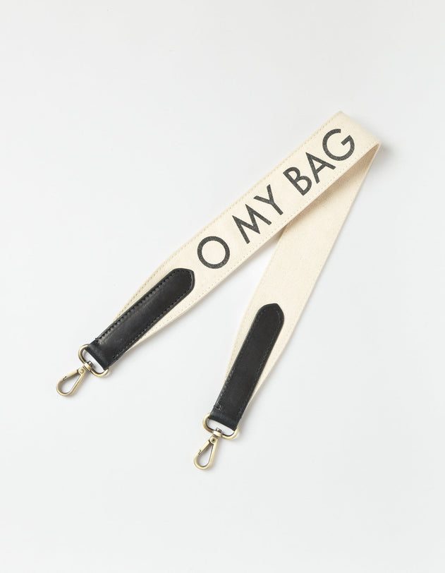 Shoulder Canvas Logo Strap White & Black Classic Leather