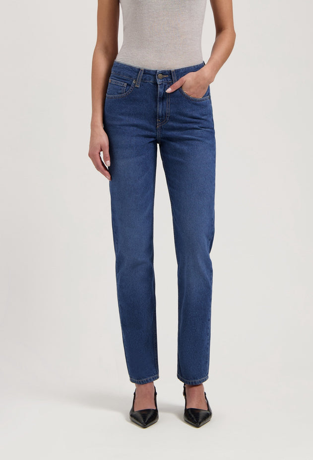 Go Mid Straight Jeans Used Stone