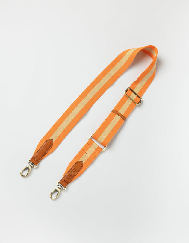 Striped Webbing Strap Orange & Cognac Classic Leather