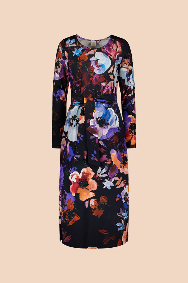 Belted Midi Dress Black Anemone