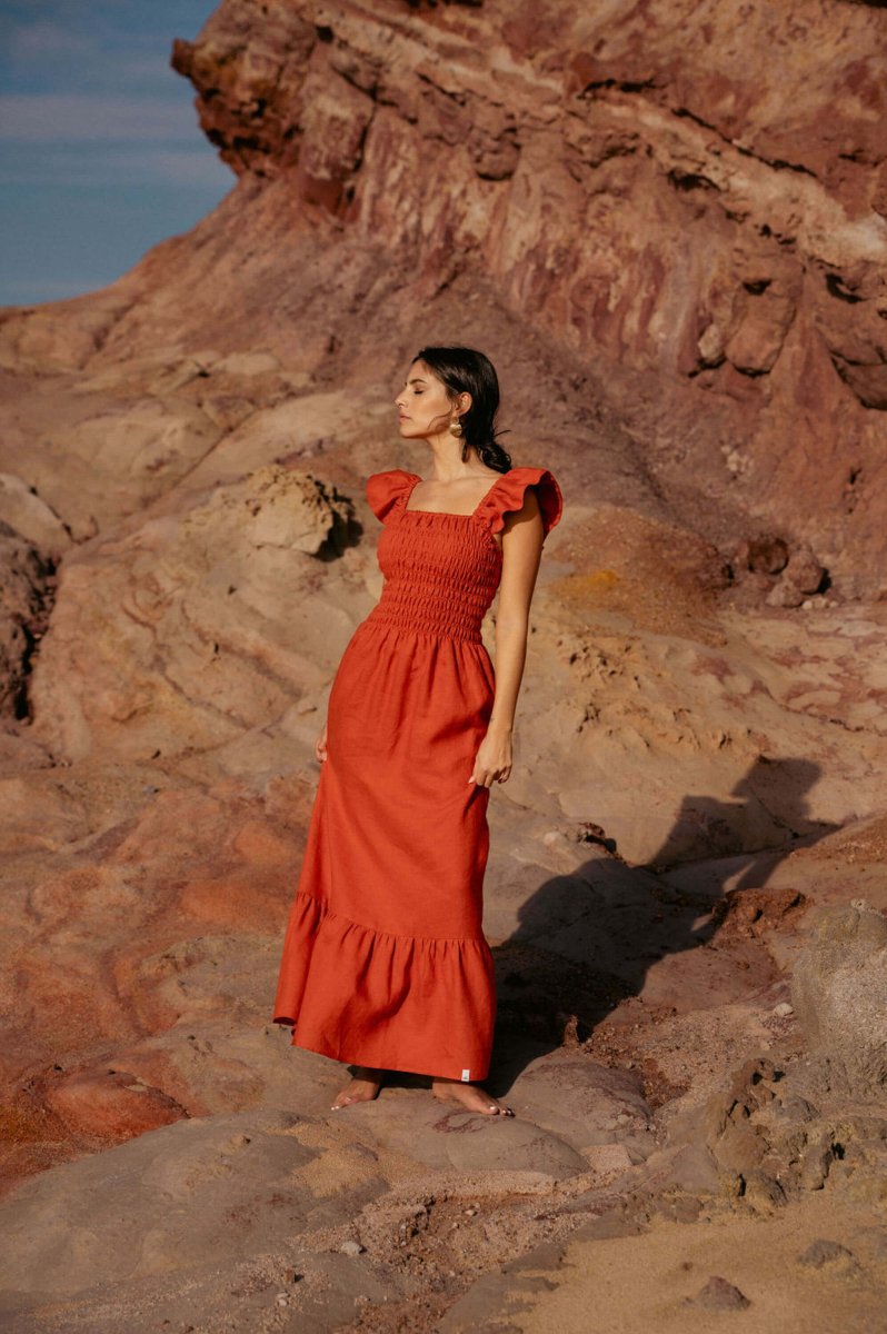 Bianca Dress Burnt Orange - IVALO.COM