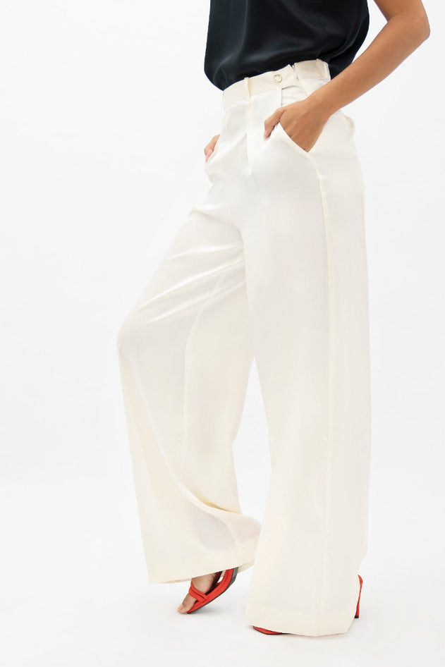 Branson Wide Leg Pants Pearl White