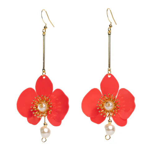 Butterfly Orchid Pearl Earrings Scarlet