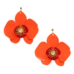 Butterfly Orchid Stud Earrings Papaya Orange