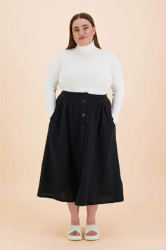 Button Skirt Black