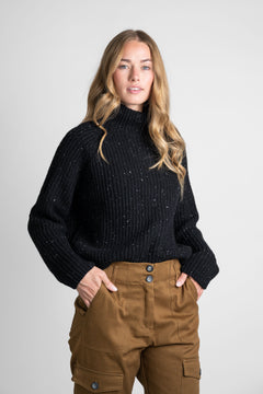 Recycled Wool Turtleneck Sweater Black